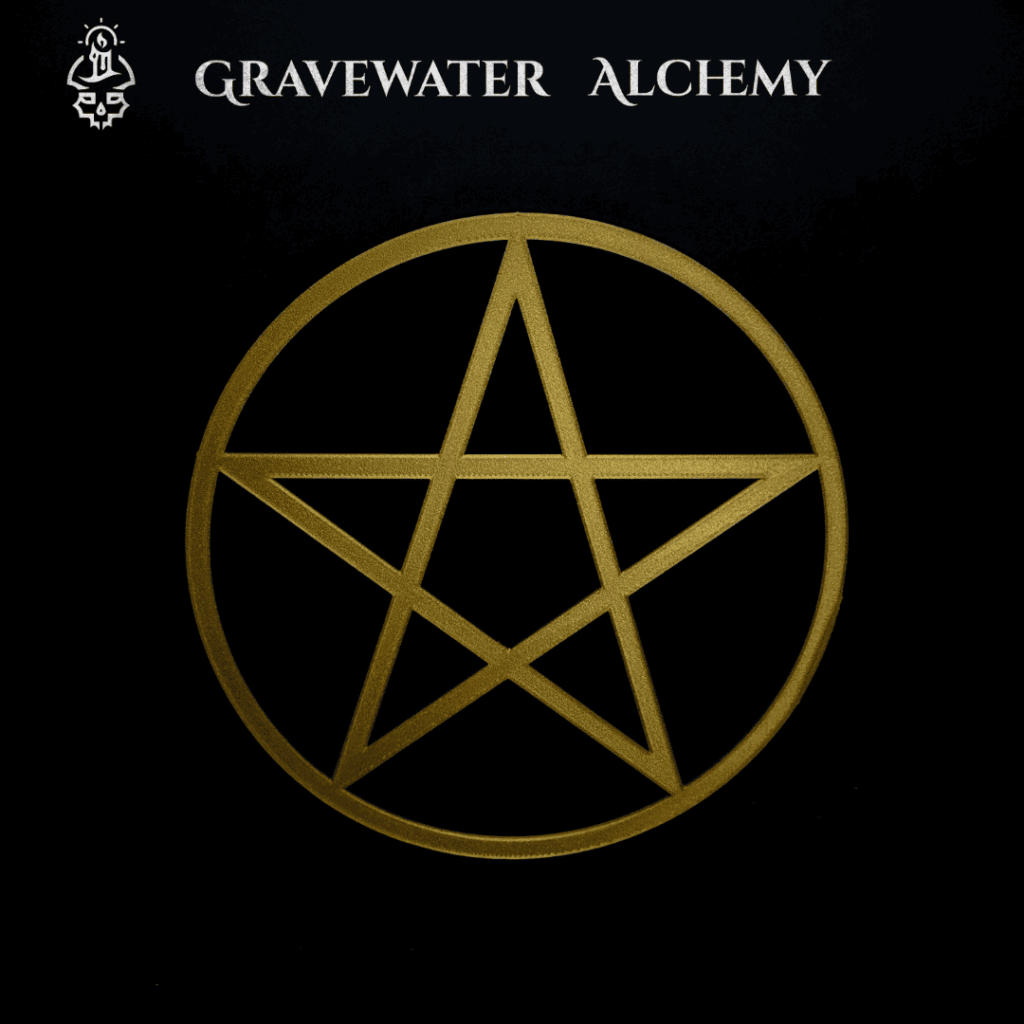 Gold pentacle wall art 3D printed in a flat sacred geometry design