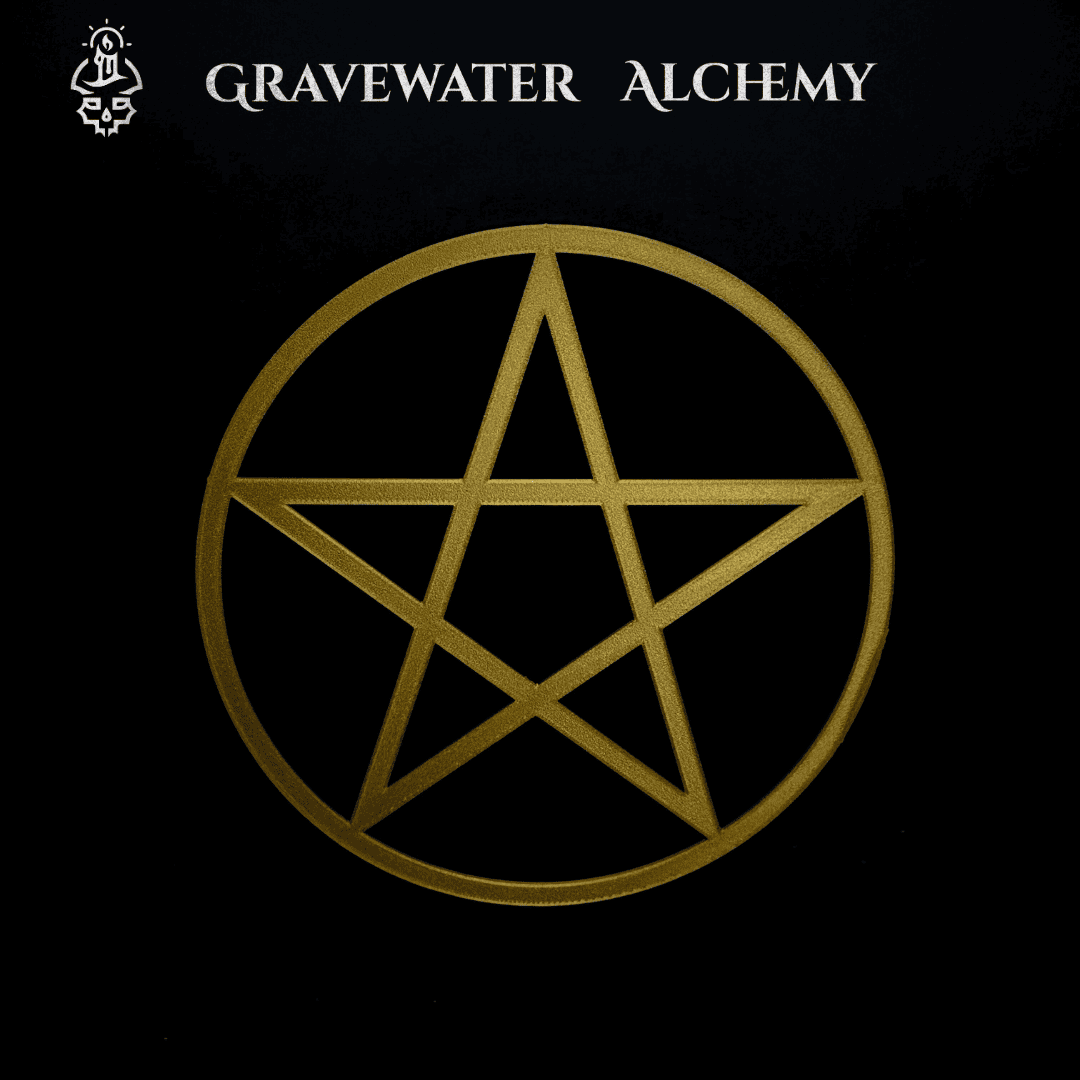 Gold pentacle wall art 3D printed in a flat sacred geometry design