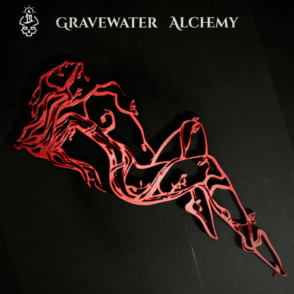 Abstract reclining figure wall art in flowing line form by Gravewater Alchemy