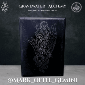 winged gemini sigil engraving on black wooden plaque