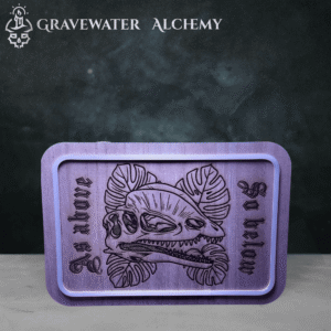 skull engraving on wooden plaque without LED lighting