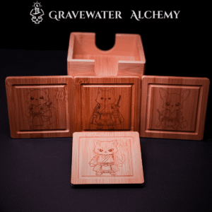 The Watchful Ones – Engraved Bamboo Coaster Set